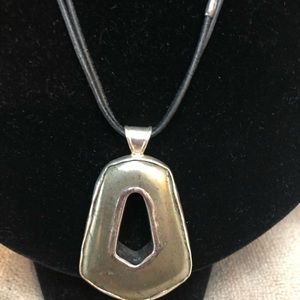 Silpada Double sided necklace Onyx and pyrite